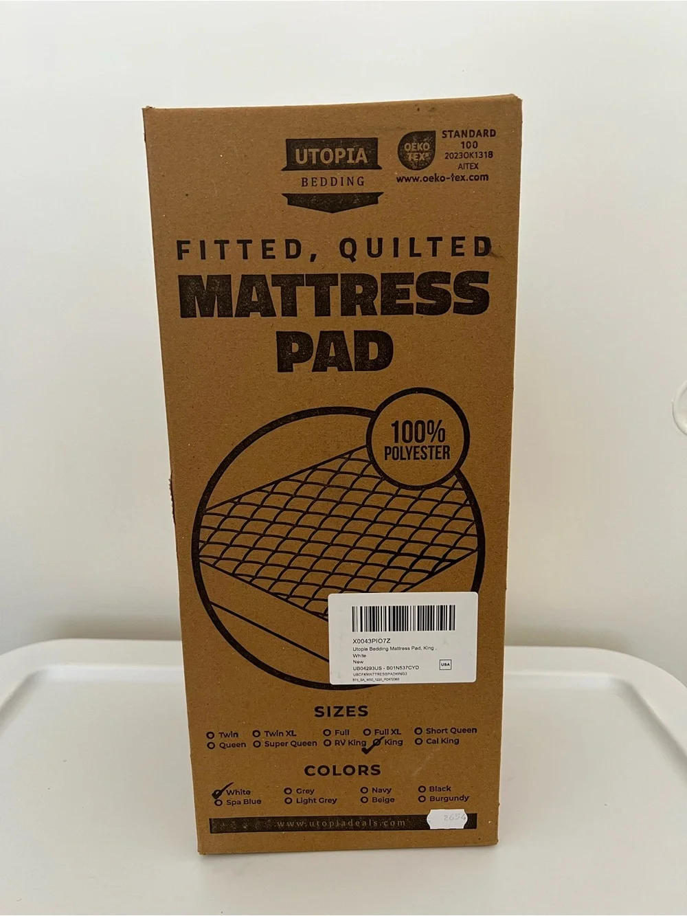 Utopia white Quilted Fitted Mattress Pad, King Mattress Protector Topper